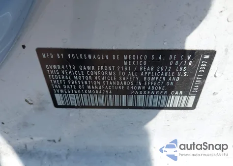 2019 Volkswagen Jetta 1.4T Sel from USA, damaged, VIN 3VWE57BU1KM084794